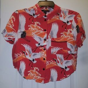 Cropped crane button down shirt B2G1 FREE